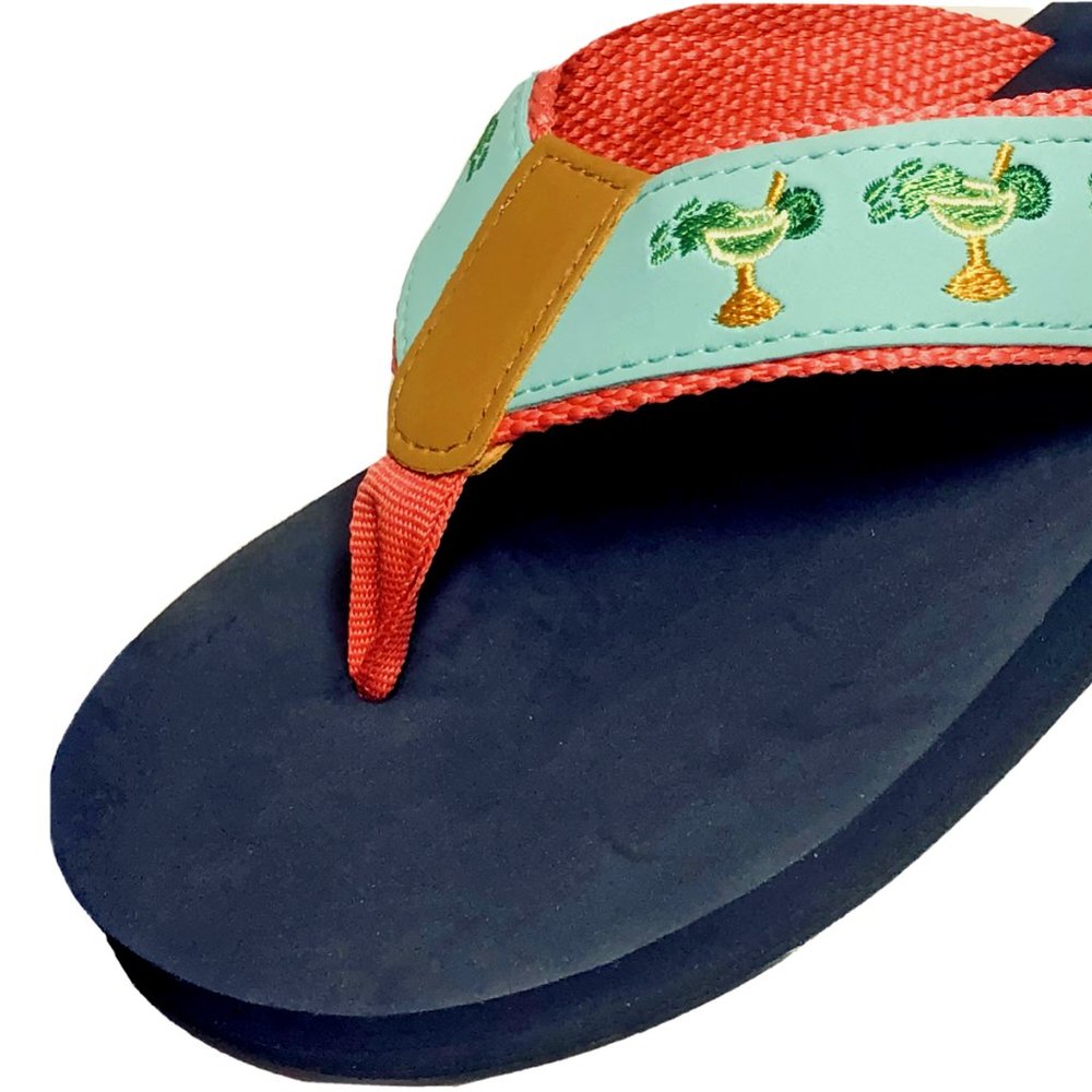 Women's Sandals Margaritaville Margarita Cocktail Embroidered Flip Flops Size 7